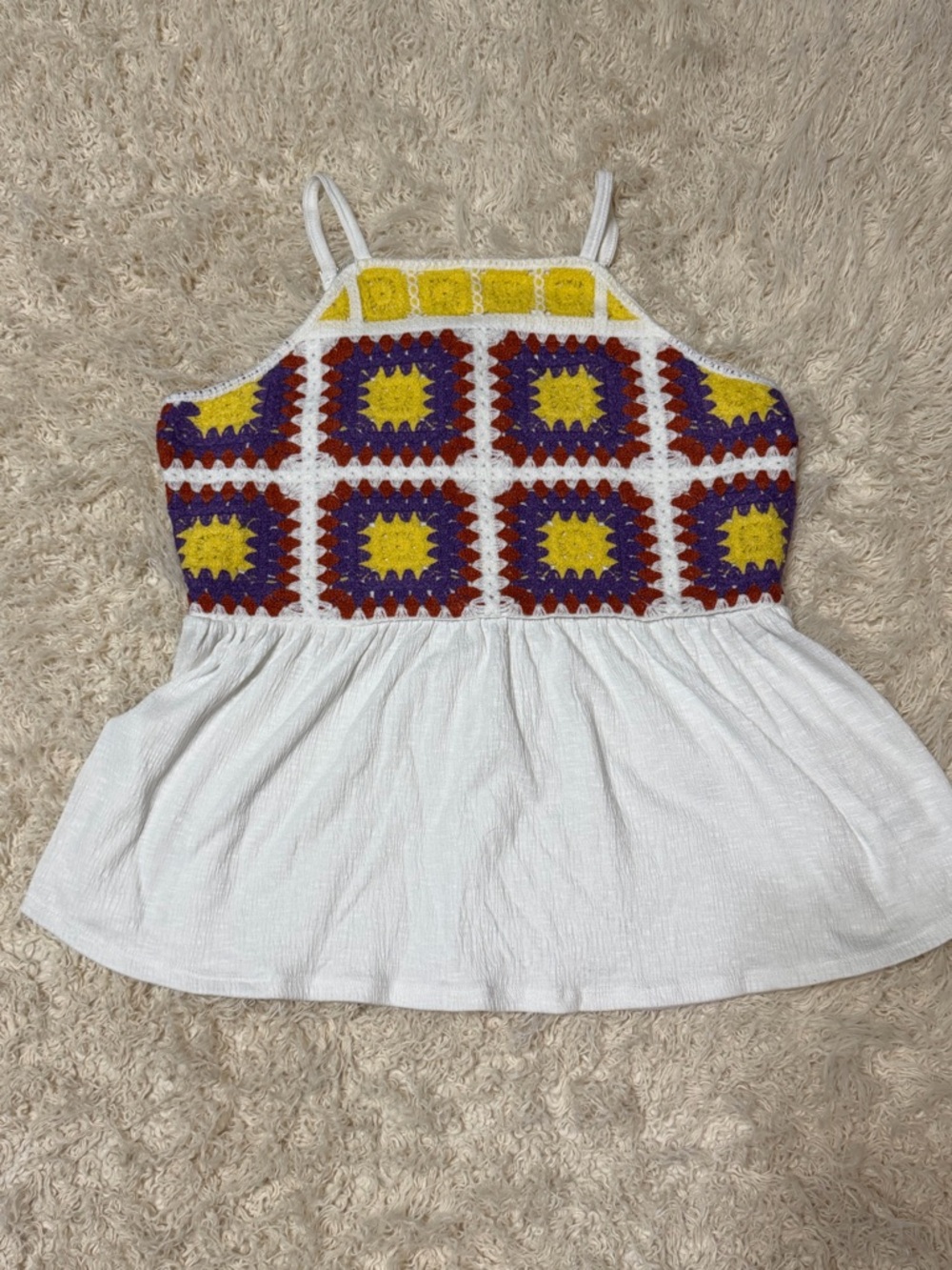 Maurices women’s large crocheted White Lightweight Tiered Tank Top